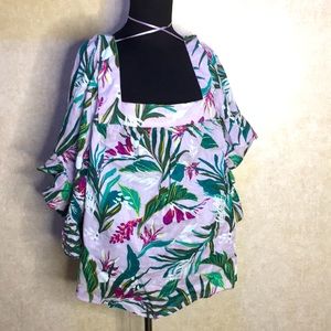 TERRA & SKY Tropical peasant top